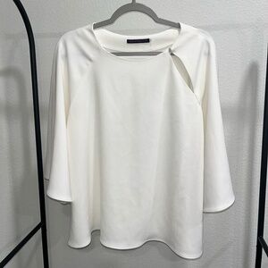 HARVEY FAIRCLOTH | Minimalist Asymmetric Cut-Out Blouse in White/Cream | Size L
